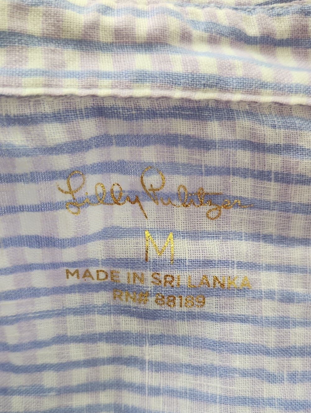 Lilly Pulitzer Sea View Linen Button Down Top in Lilac Verbena Gingham Size M - Picture 6 of 16